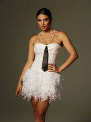 Cruze Strapless Feather Skirt Set