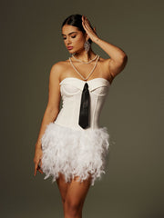 Cruze Strapless Feather Skirt Set