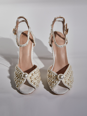 Cyrix Pearl Strap Sandals In Apricot
