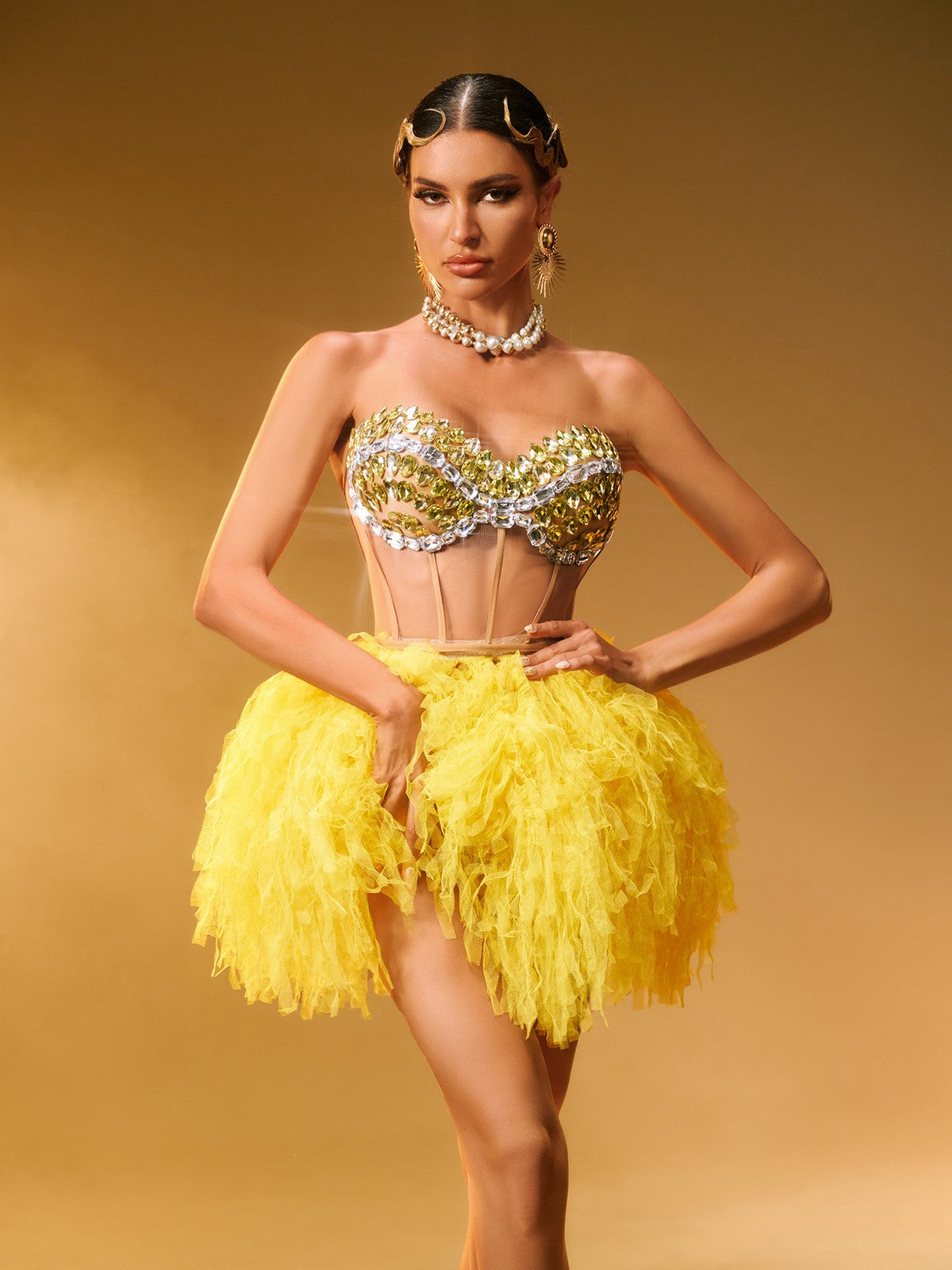 Dakan Strapless Corset Tulle Skirt Set