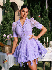 Dansby Flower Fringe Skirt Set In Lilac