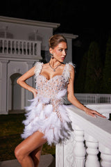 Derby Pearl Feather Sequin Dress