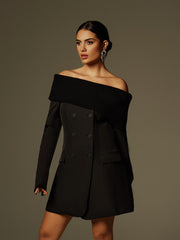 Dexter Long Sleeve Button Up Blazer Dress