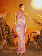 Drysalis Backless Glitter Maxi Dress