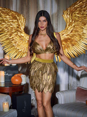 Eir Feather Trimmed Skirt Set