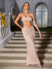 Ellisyn Spaghetti Diamond Ruched Skirt Set