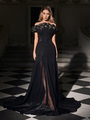 Elyxra Off Shoulder Rhinestone Skirt Set