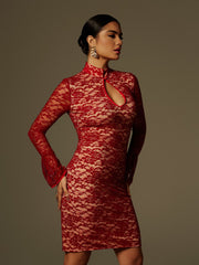 Fleury Long Sleeve Lace Midi Dress