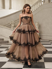 Fyraza Spaghetti Lace Tiered Maxi Dress