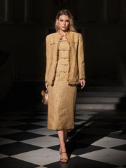 Fyren Strapless Sequin Tweed Blazer Set