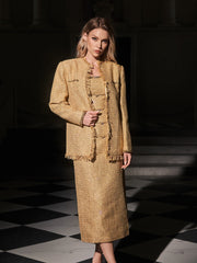 Fyren Strapless Sequin Tweed Blazer Set