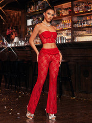 Fyrova Strapless Lace Pants Set
