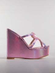 Gaelvira Rhinestone Heart Wedge Mules