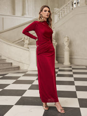 Gazra Long Sleeve Velvet Maxi Dress