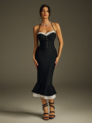 Haeldrin Lace Mermaid Bandage Midi Dress