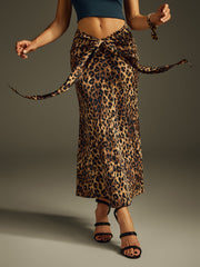 Haldrek Leopard Lace Up Skirt