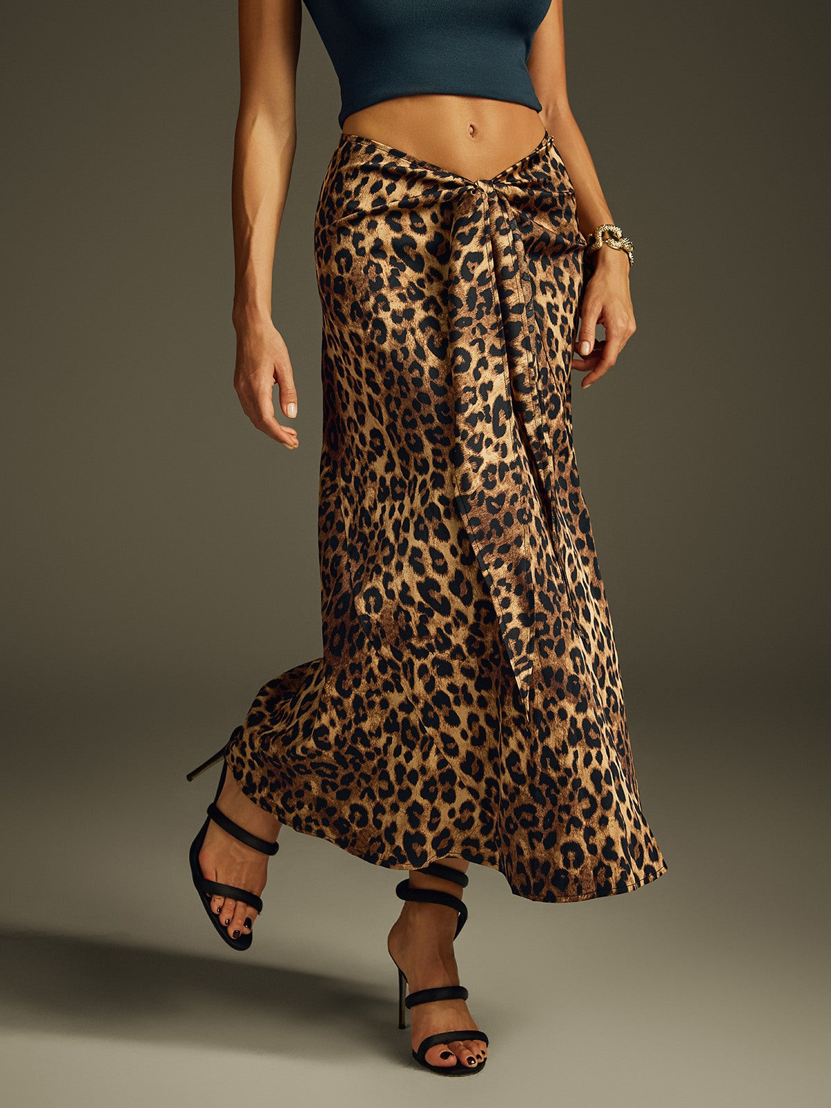 Haldrek Leopard Lace Up Skirt