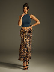 Haldrek Leopard Lace Up Skirt