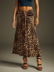 Haldrek Leopard Lace Up Skirt