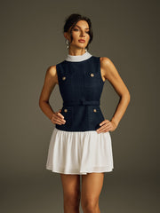 Hazrik Sleeveless Button Mini Dress
