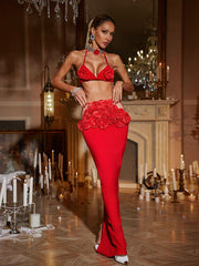 Ichiko Lace Up Flower Skirt Set