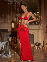 Ichiko Lace Up Flower Skirt Set