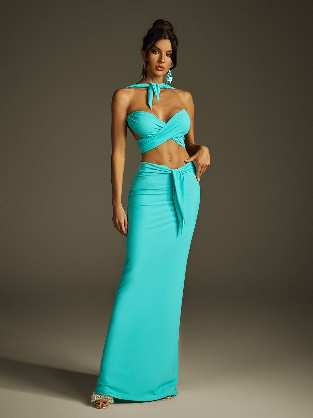 Ilvara Backless Ruched Skirt Set