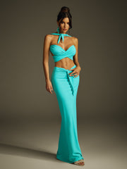 Ilvara Backless Ruched Skirt Set