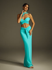 Ilvara Backless Ruched Skirt Set