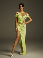 Izgoth Cutout Sequin Split Maxi Dress