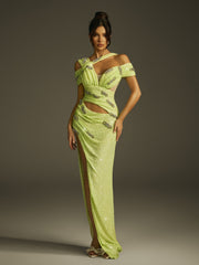 Izgoth Cutout Sequin Split Maxi Dress