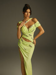 Izgoth Cutout Sequin Split Maxi Dress