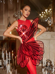 Jaidlynn Butterfly Embellished Maxi Dress In Red