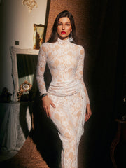 Jaren Long Sleeve Lace Draped Jumpsuit