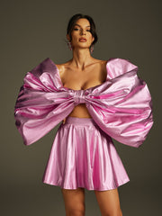 Jazrik Bow Metallic Skirt Set