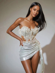 Jelia Strapless Ruched Skirt Set