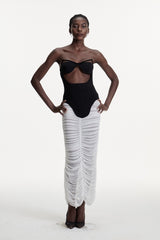 Kalena Strapless Cutout Ruched Skirt Set