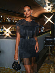 Kayelee Round Neck Fringe Mini Dress