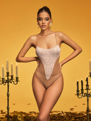 Kazrik Spaghetti Rhinestone Bodysuit