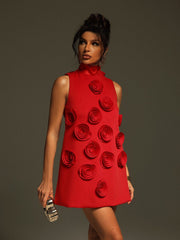 Keane Sleeveless Bow Flower Mini Dress