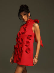 Keane Sleeveless Bow Flower Mini Dress