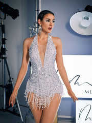 Lachlan Halterneck Rhinestone Fringe Bodysuit