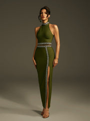 Landri Halterneck Crystal Bandage Skirt Set