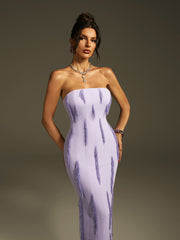 Lanica Strapless Beaded Fringe Maxi Dress