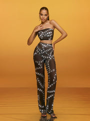 Latika Rhinestone Mesh Pants Set