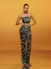 Latika Rhinestone Mesh Pants Set