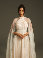 Leeto Pearl Mesh Maxi Dress