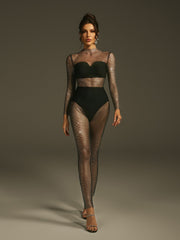 Leolani Rhinestone Mesh Jumpsuit