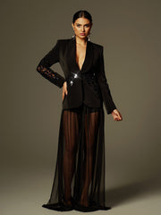 Leonardo Rhinestone Mesh Blazer Set