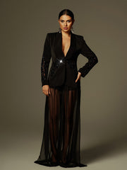 Leonardo Rhinestone Mesh Blazer Set